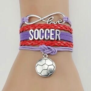 NWOT Soccer Bracelet Jewelry Gifts Adjustable Soccer Ball Charm, Infinity Love
